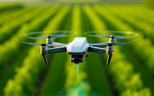 드론이 농작물을 스캔하는 모습